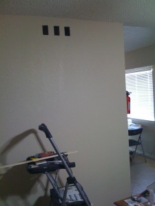 Cut-outs in the wall for the jacks