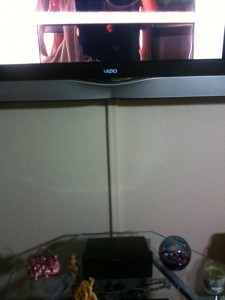 Wire panelling installed and painted to match wall